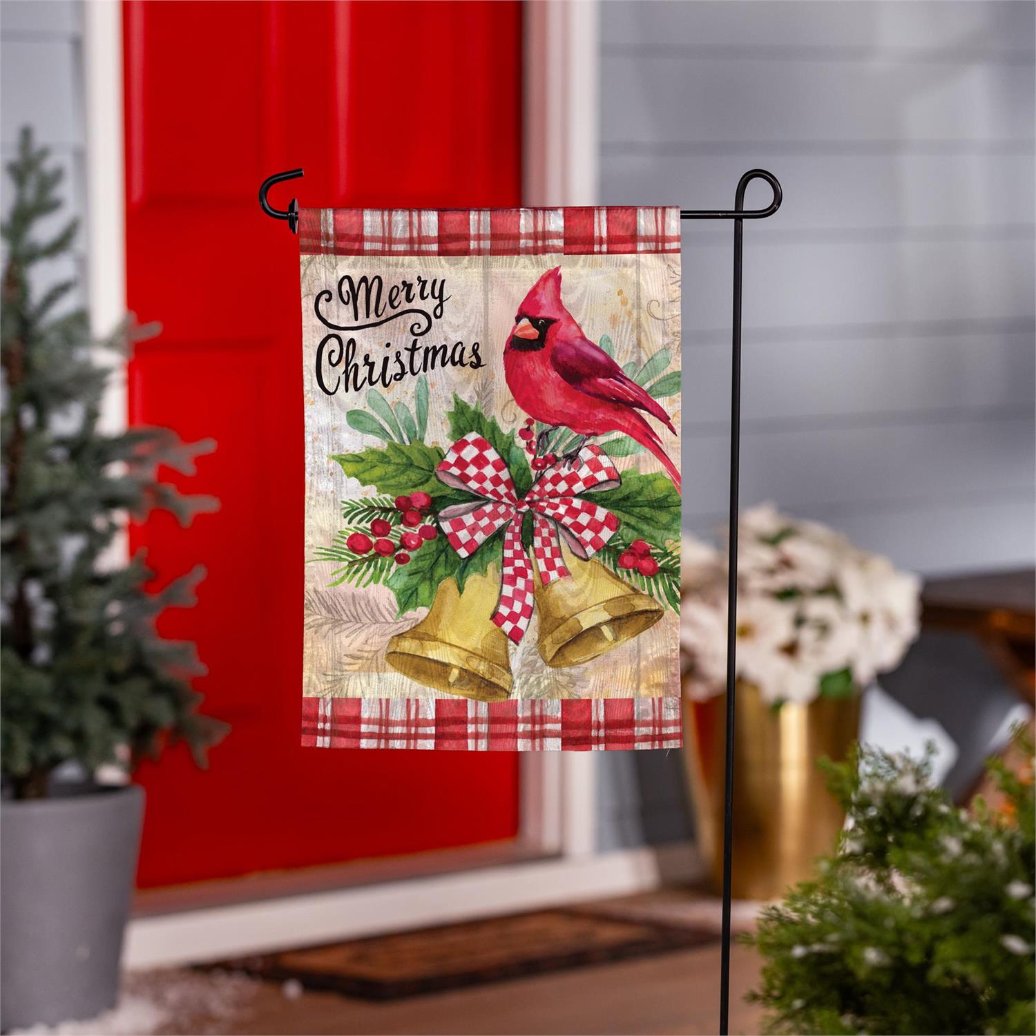 Christmas Bells Cardinal Moire Flag