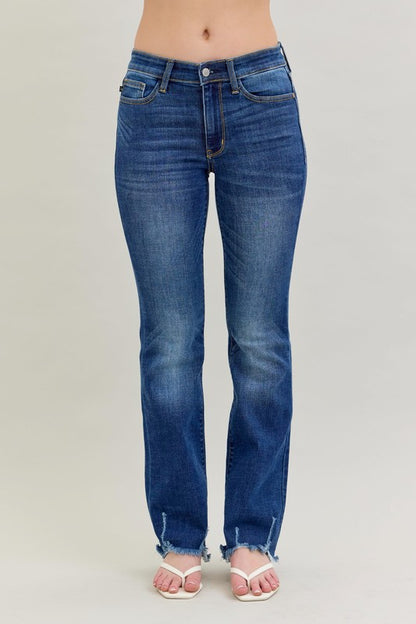 Judy Blue HW Bootcut Double Button WB & Fray Hem