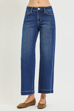 Mid Rise Ankle Wide Leg Jeans