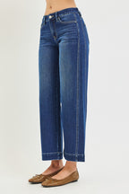 Mid Rise Ankle Wide Leg Jeans