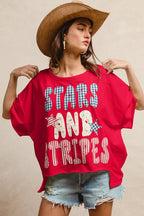 Mix And Match Stars And Stripes Patchwork Short Sl