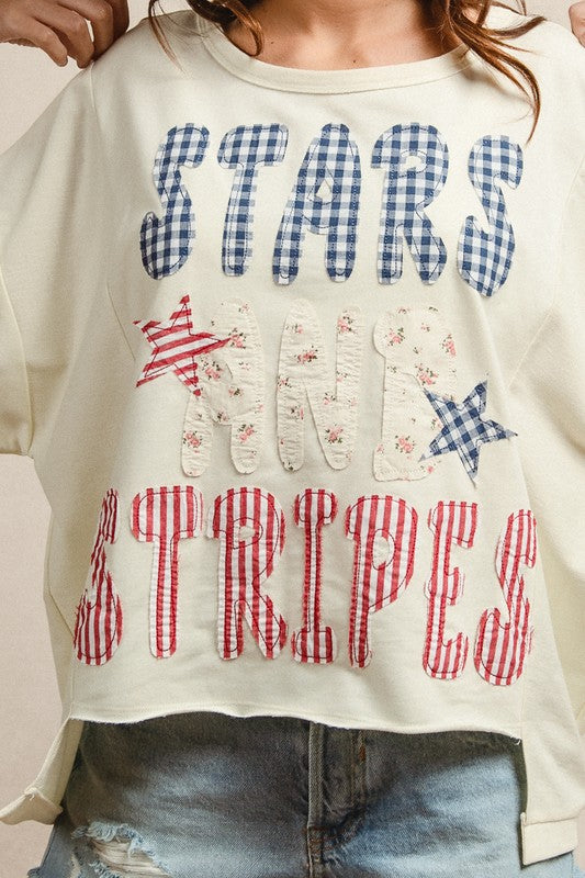 Mix And Match Stars And Stripes Patchwork Short Sl