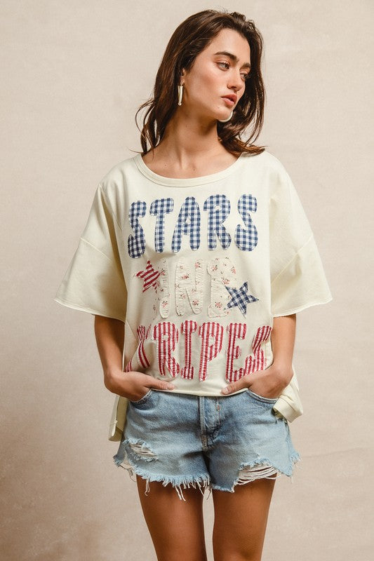 Mix And Match Stars And Stripes Patchwork Short Sl