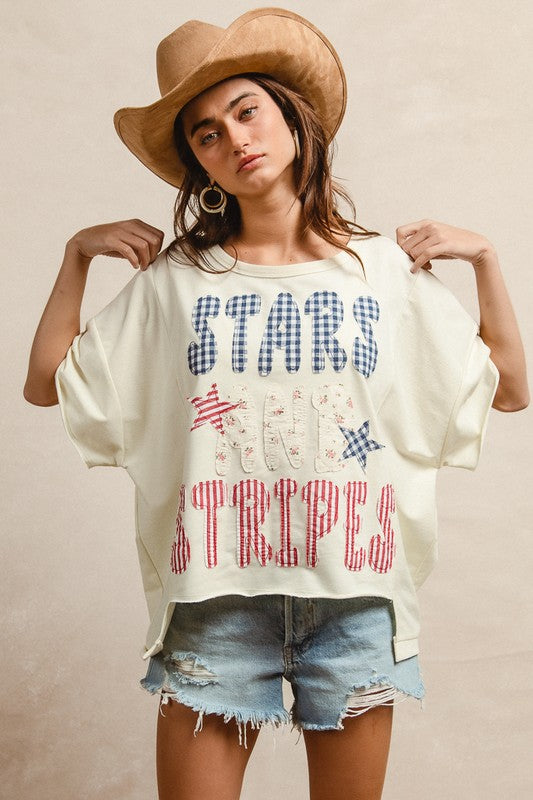Mix And Match Stars And Stripes Patchwork Short Sl