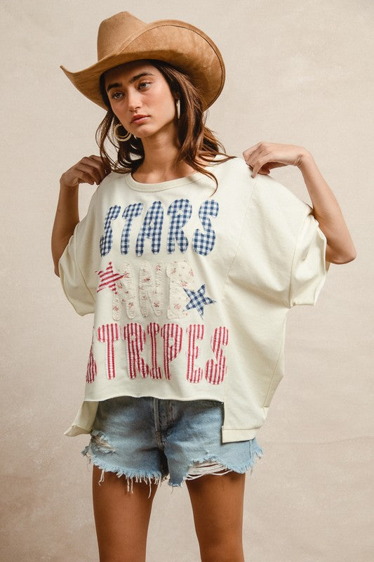 Mix And Match Stars And Stripes Patchwork Short Sl