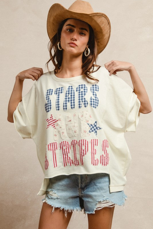 Mix And Match Stars And Stripes Patchwork Short Sl