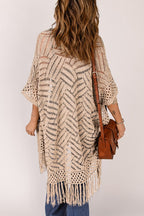 Sara Mix color Loose Knitwear Kimono with Slits