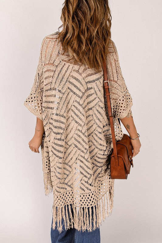 Sara Mix color Loose Knitwear Kimono with Slits