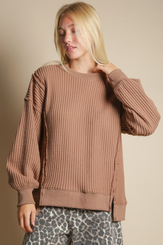 Elise Oversized Waffle Knit Casual Top