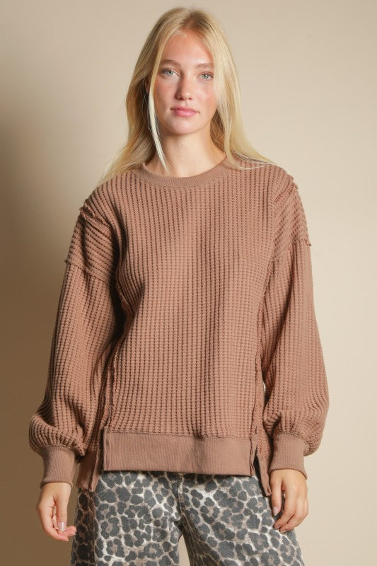 Elise Oversized Waffle Knit Casual Top