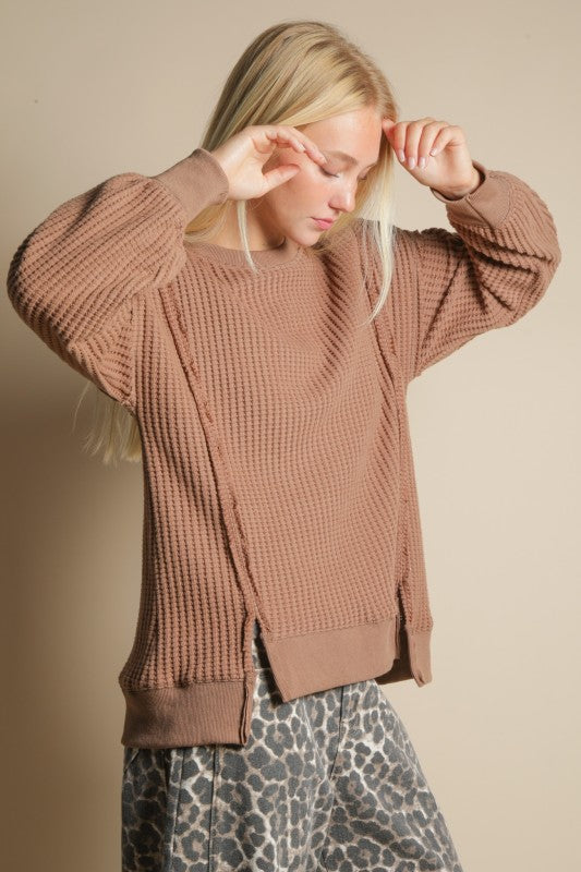 Elise Oversized Waffle Knit Casual Top