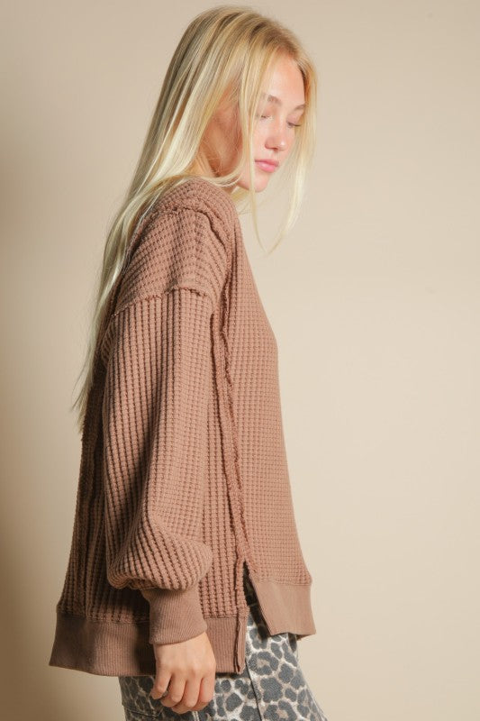 Elise Oversized Waffle Knit Casual Top