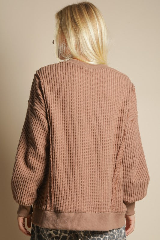Elise Oversized Waffle Knit Casual Top