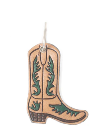 Moss & Mesa Leather Key Fob in Saddle Green