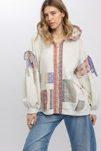 Multi Block Patchwork Zip Up Hoodie