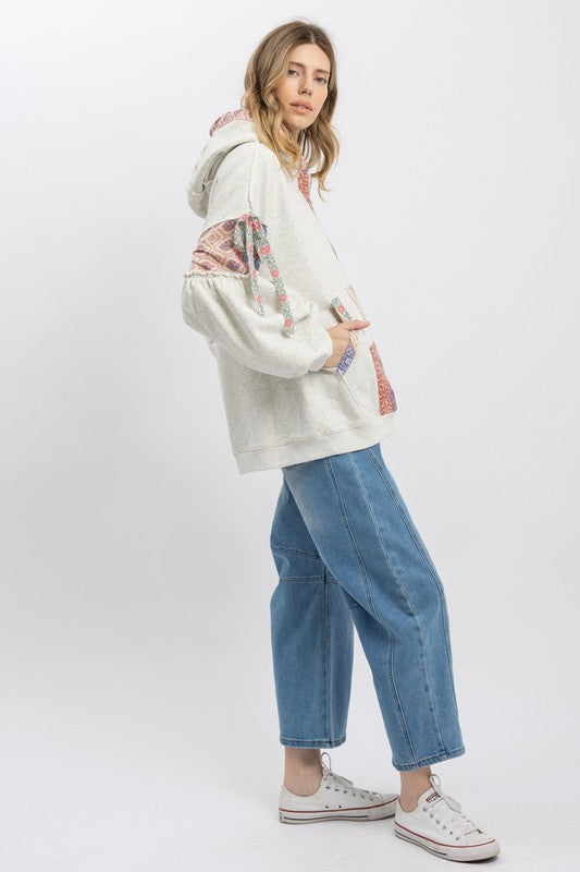 Multi Block Patchwork Zip Up Hoodie