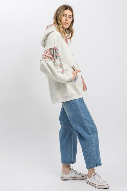 Multi Block Patchwork Zip Up Hoodie