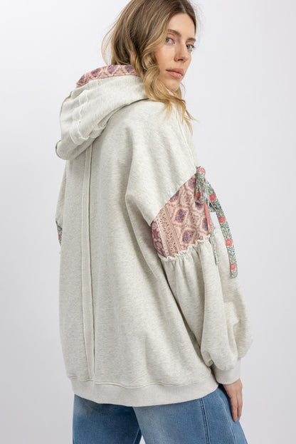 Multi Block Patchwork Zip Up Hoodie