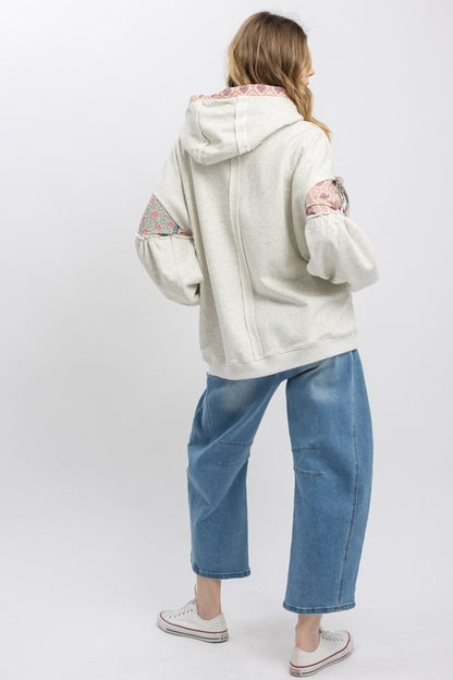 Multi Block Patchwork Zip Up Hoodie