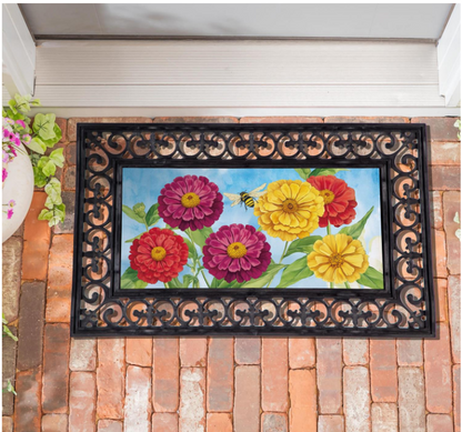 Multicolor Zinnias & Bees Sassafras Switch Mat