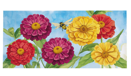 Multicolor Zinnias & Bees Sassafras Switch Mat