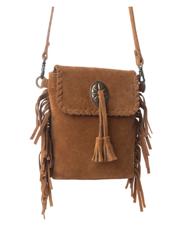 Myra Prairie Drift Fringed Leather Bag in Rodeo Bronze with Concho Accent - Rodeo Bronze with Concho Accent