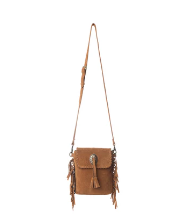 Myra Prairie Drift Fringed Leather Bag in Rodeo Bronze with Concho Accent - Rodeo Bronze with Concho Accent