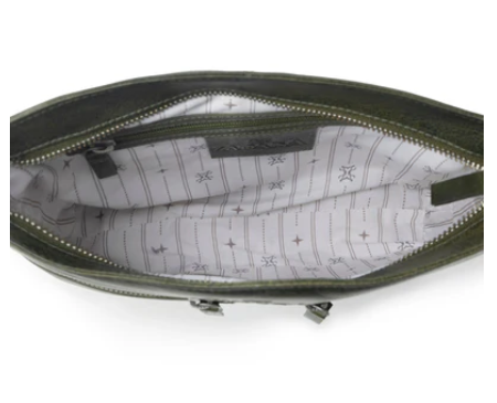 Myra Zidana El Paso Twin Veg Tanned Leather Crossbody Bag in Olive Grove - Olive Grove