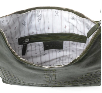 Myra Zidana Winchester Loop Veg Tanned Leather Shoulder Bag in Midnight Olive - Midnight Olive