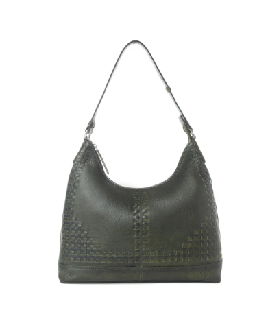 Myra Zidana Winchester Loop Veg Tanned Leather Shoulder Bag in Midnight Olive - Midnight Olive