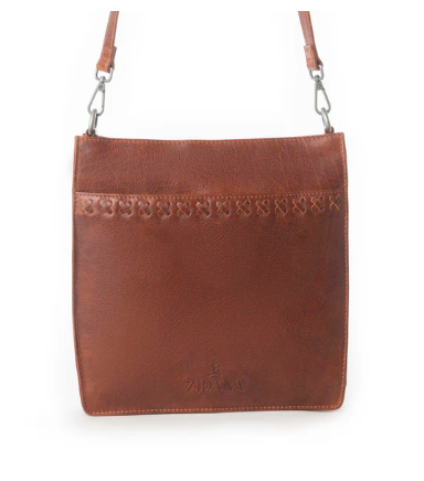 Myra Zidana Mirelle woven vegetable-tanned leather sling bag in aged copper