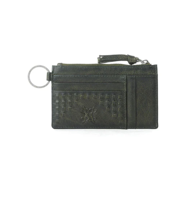 Myra Zidana Vino Braided Veg Tanned Leather Wallet in Moss Noir