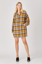 MISSY OVERSIZED PLAID SHIRT DRESS