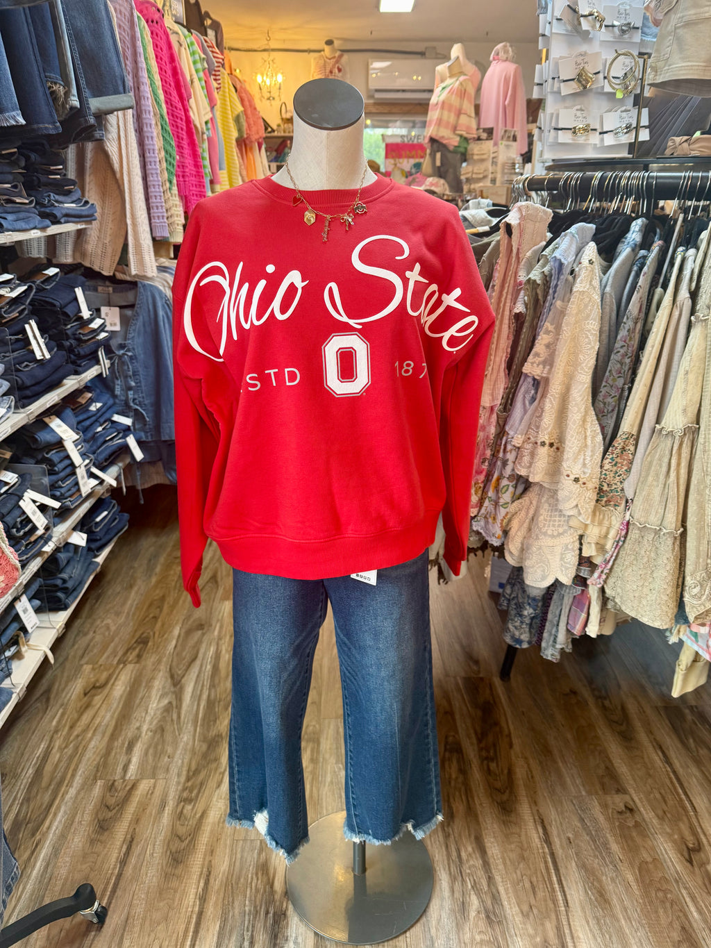 Ohio State Buckeyes Alexus Script Crew Neck Sweatshirt