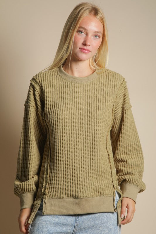 Elise Oversized Waffle Knit Casual Top