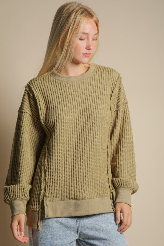 Elise Oversized Waffle Knit Casual Top