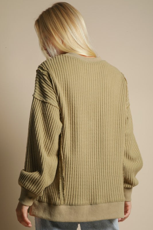 Elise Oversized Waffle Knit Casual Top