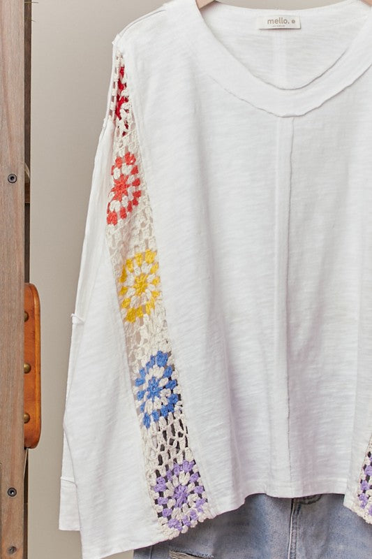 Mitzi Oversized Top with Crochet Panels