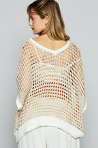 Pol Oversize V-neck short sleeve peace sign sweater