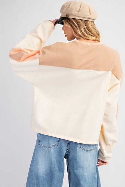 PEACE PATCH FRONT TERRY KNIT PULLOVER