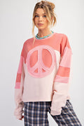 PEACE PATCH FRONT TERRY KNIT PULLOVER