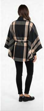 Megan Plaid Belted Wrap