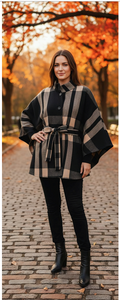Megan Plaid Belted Wrap