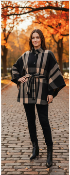 Megan Plaid Belted Wrap