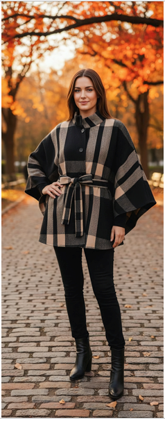 Megan Plaid Belted Wrap