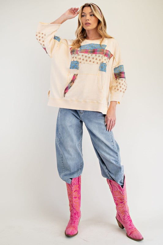 Easel PRINT MIX MINERAL WASHED HOODIE PULLOVER