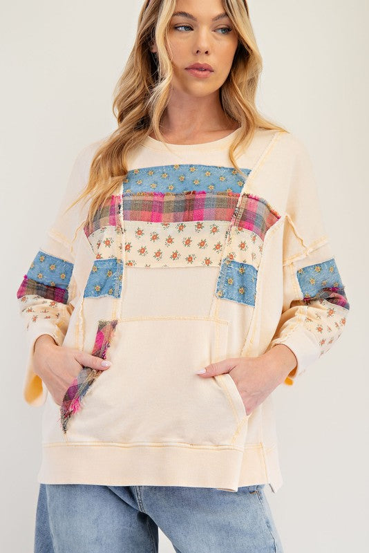 Easel PRINT MIX MINERAL WASHED HOODIE PULLOVER