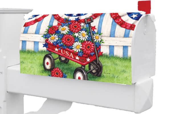 Patriotic Wagon Mailbox Cover