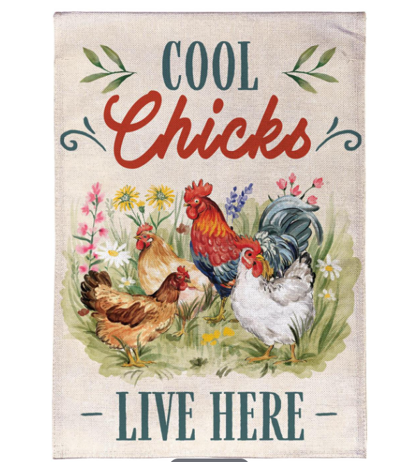 Petal & Plow Cool Chicks Burlap Flag
