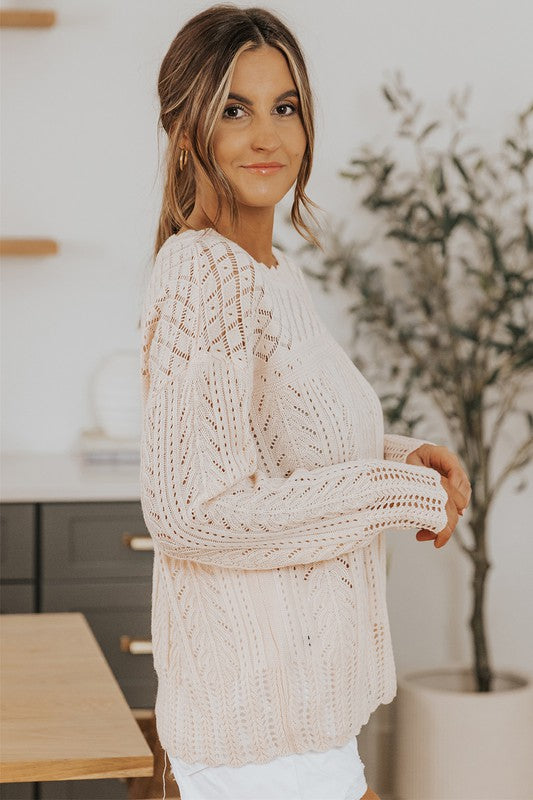Pink Casual Solid Drop Shoulder Knit Sweater